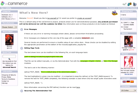 10 Free Ecommerce Engine oscommerce 1 10 Free Ecommerce Engine