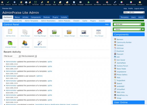 joomla admin template 600x431  5 Excellent Free Admin Template For Web Applications 