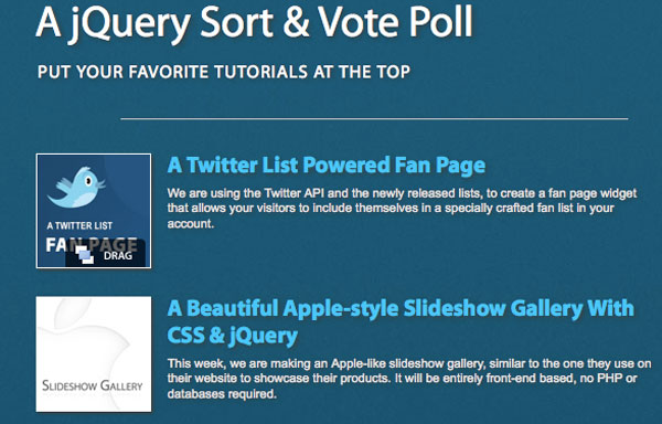 JQuery-poll JQuery poll1 How to make a draggable sort & vote poll using JQuery