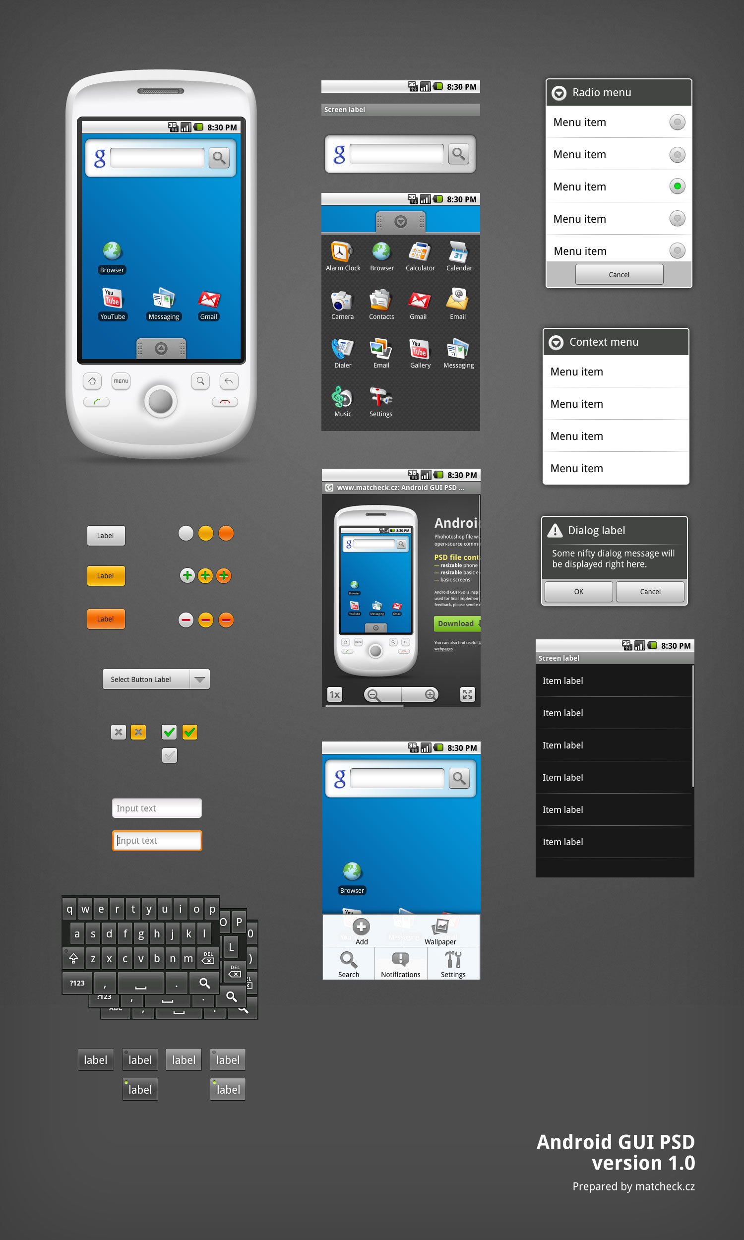 androidguipsd v1.0 Free Android 1.5 GUI PSD file