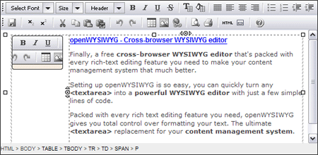 wysiwyg openWYSIWYG   Open Source  WYSIWYG Editor
