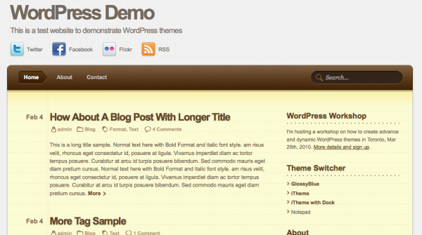 notepad wordpress themes 600x335 Notedpad   iPhone’s Notes.app inspired WordPress themes 