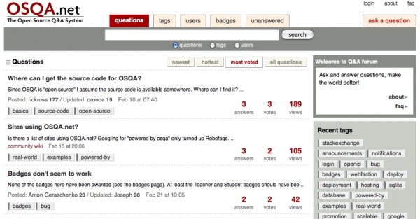 osqa 600x313 OSQA   Open Source Q&A System