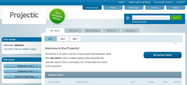 projectic projectic 600x275 25 Premium Admin Template on Themeforest