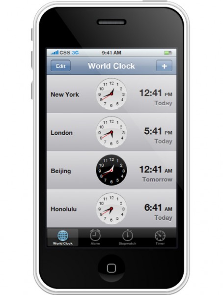 iphone css3 screenshot chro 454x600 iPhone World Clock App With CSS