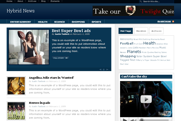Hybrid news 108 Free High Quality Wordpress Themes
