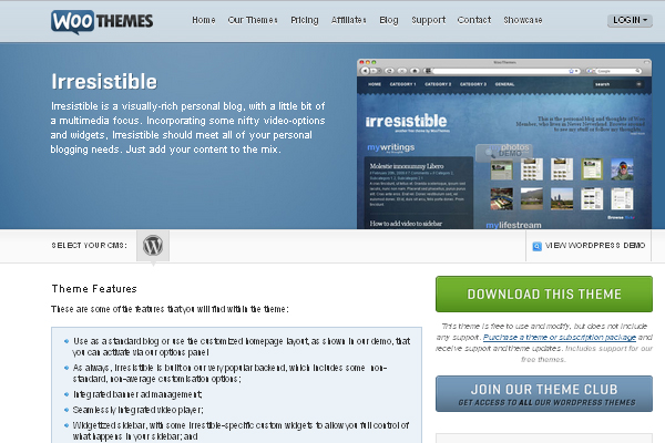 IrresistableIrresistable 108 Free High Quality Wordpress Themes