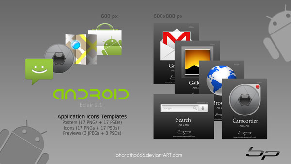 Android Icon Templates by b Ultimate Resources for Android Developers (Android GUI kits, Icons and fonts) 