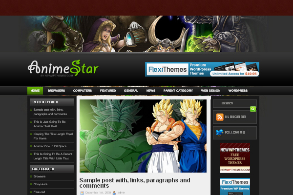 AnimeStar 108 Free High Quality Wordpress Themes