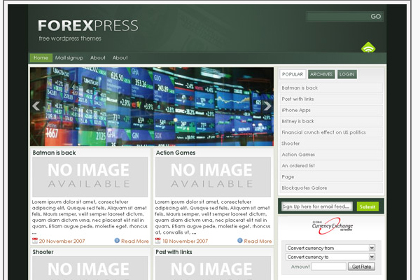ForexPress 108 Free High Quality Wordpress Themes