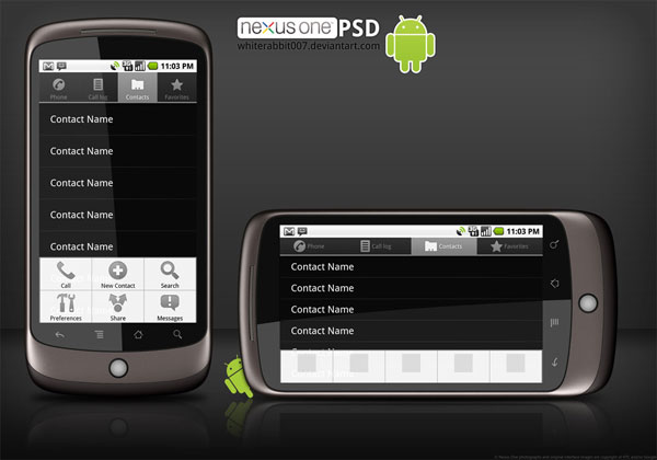Google Nexus One template P Ultimate Resources for Android Developers (Android GUI kits, Icons and fonts) 