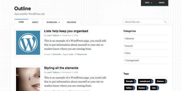 outline outline 20 Excellent Free Wordpress 3.0 Themes