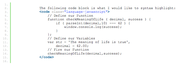 syntax highligting jQuery Syntax Highlighting With Googles Prettify & jQuery