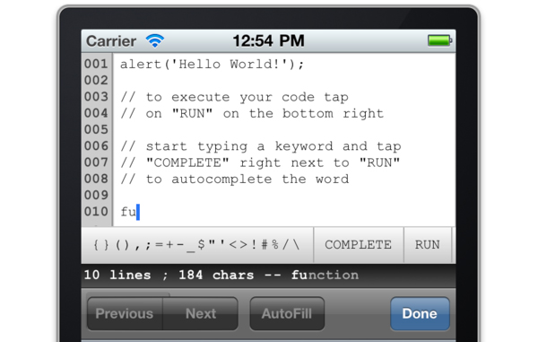 javascript ide iphone A JavaScript IDE for the iPhone