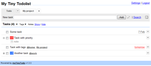 mytinytodo myTinyTodo  Open Source To Do List Apps Written In PHP And jQuery 