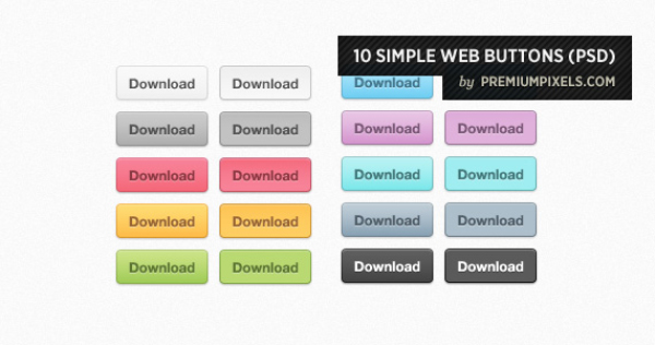 10 simple icons 10 Simple Web Buttons in PSD Format