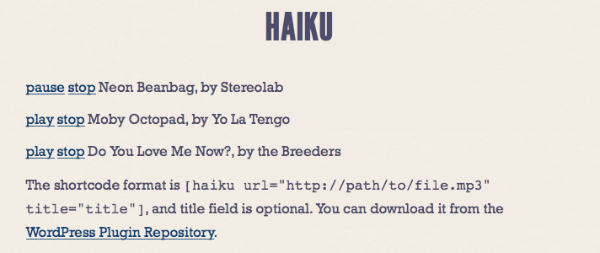 haiku haiku Haiku Clean & Simple HTML5 Audio Player for WordPress