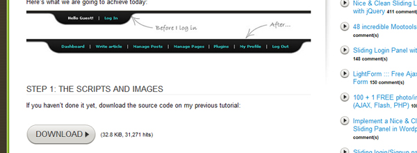 sliding login 30 All Time Greatest MooTools Plugins