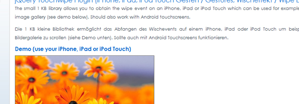 touchwipe demo 22 Time Saving jQuery Development Plugins