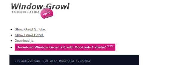 windowgrowl 30 All Time Greatest MooTools Plugins