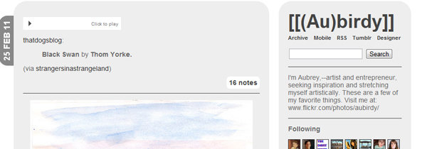 12 aubirdyart 35 Stunning HTML5 Standards Compliant Tumblr Themes