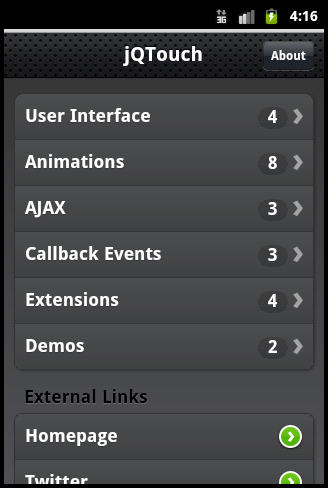 jqtouch jqtouch Mobile Frameworks to Create Mobile Applications