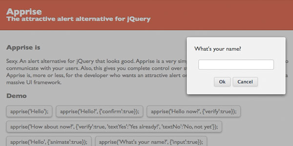 apprise apprise Apprise Attractive Alert Alternative for jQuery