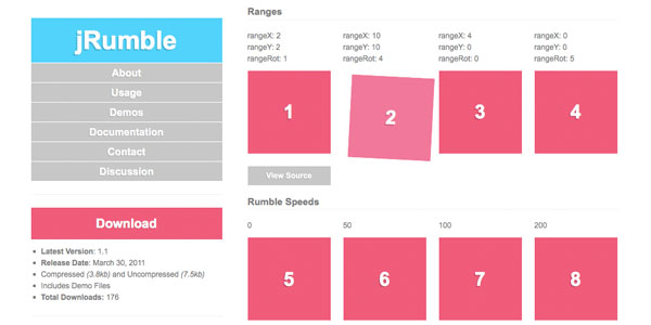 jrumble jRumble   Rumbles, Vibrates, Shakes, And Rotates Any Element With jQuery