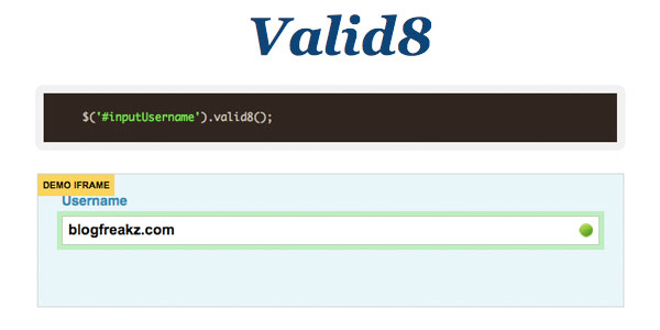 valid8 Valid8   Feature Rich Form Validation Plugin For jQuery