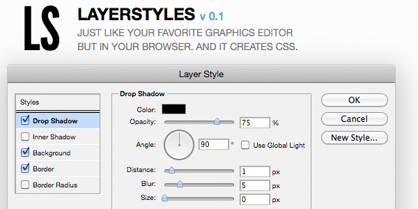layer style Layer Styles   Photoshop Like HTML5 App For Creating CSS3 