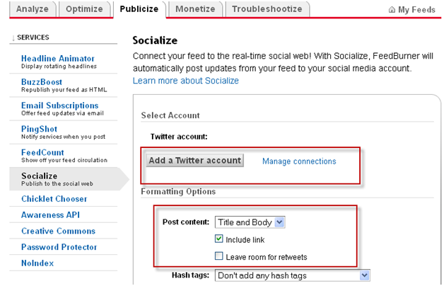 feedburner3 Automatically Tweet Your Blog Posts to Twitter With FeedBurner